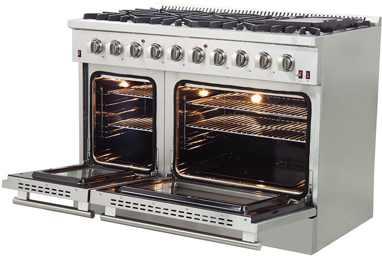 Forno Appliance Package - 48" Gas Range, 36" Refrigerator, Microwave Drawer, Dishwasher, AP-FFSGS6244-48-25 I Luxury Appliances Direct