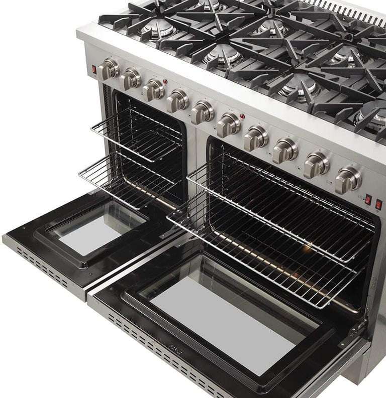 Forno Appliance Package - 48" Gas Range, 48" Range Hood, Dishwasher, 48" Refrigerator, Microwave Drawer, AP-FFSGS6244-48-13 I Luxury Appliances Direct