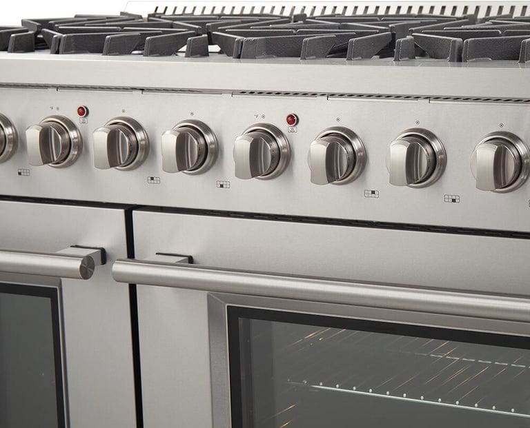 Forno Appliance Package - 48" Gas Range, 48" Range Hood, Dishwasher, 48" Refrigerator, Microwave Drawer, Wine Cooler, AP-FFSGS6244-48-14 I Luxury Appliances Direct