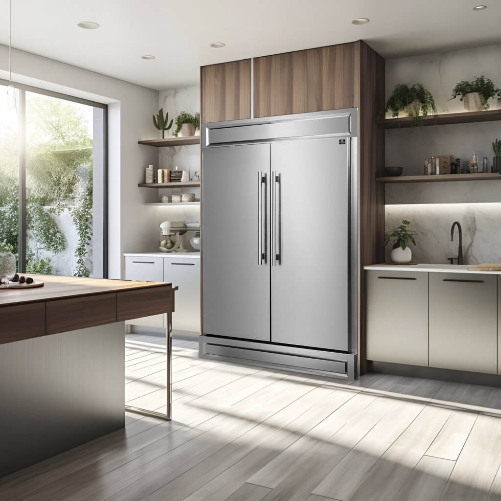 Forno Appliance Package - 48" Gas Range, 60" Refrigerator, Microwave Drawer, Dishwasher, AP-FFSGS6244-48-26 I Luxury Appliances Direct