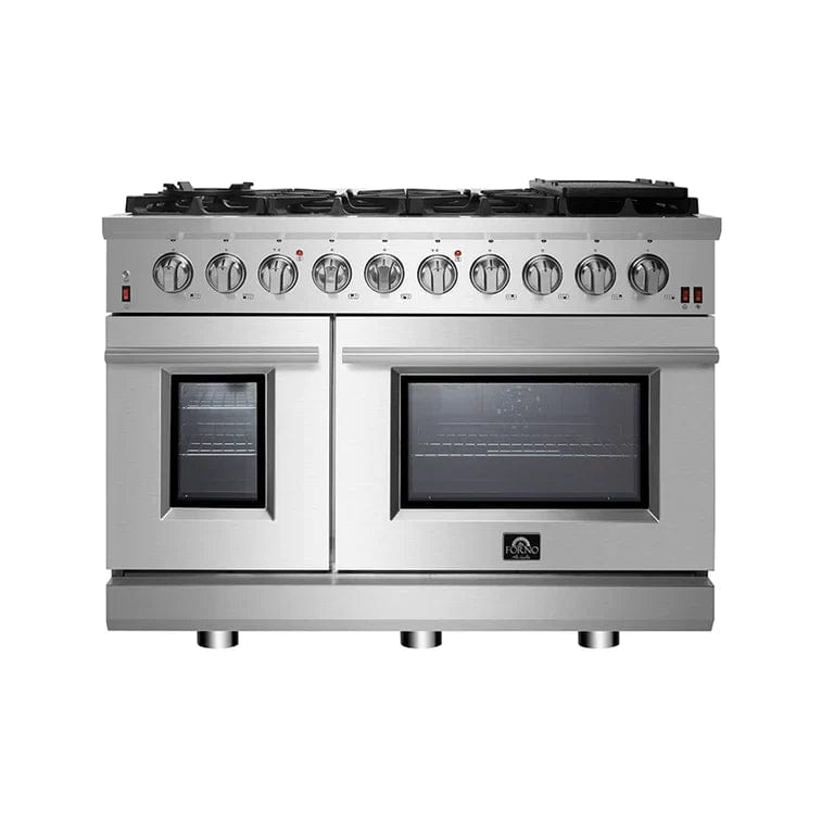 Forno Appliance Package - 48" Gas Range, Wall Mount Range Hood, AP-FFSGS6239-48 I Luxury Appliances Direct