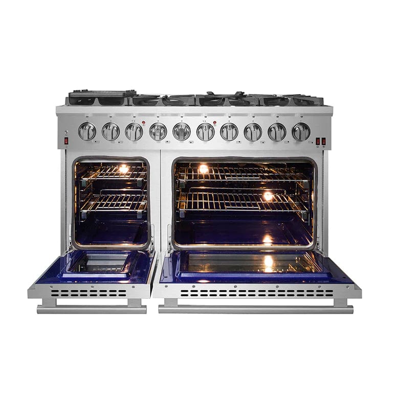 Forno Appliance Package - 48" Gas Range, Wall Mount Range Hood, AP-FFSGS6239-48 I Luxury Appliances Direct