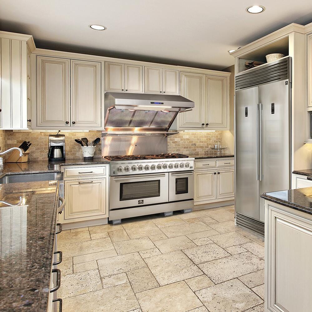 Forno Appliance Package - 48 Inch Dual Fuel Range, Wall Mount Range Hood, Microwave Drawer, AP-FFSGS6156-48-3 I Luxury Appliances Direct