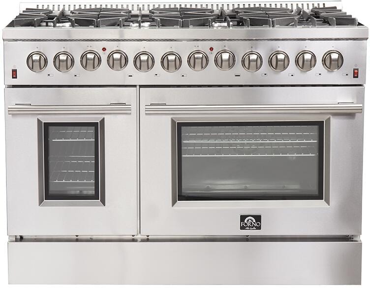 Forno Appliance Package - 48 Inch Dual Fuel Range, Wall Mount Range Hood, Microwave Drawer, Dishwasher, AP-FFSGS6156-48-6 I Luxury Appliances Direct