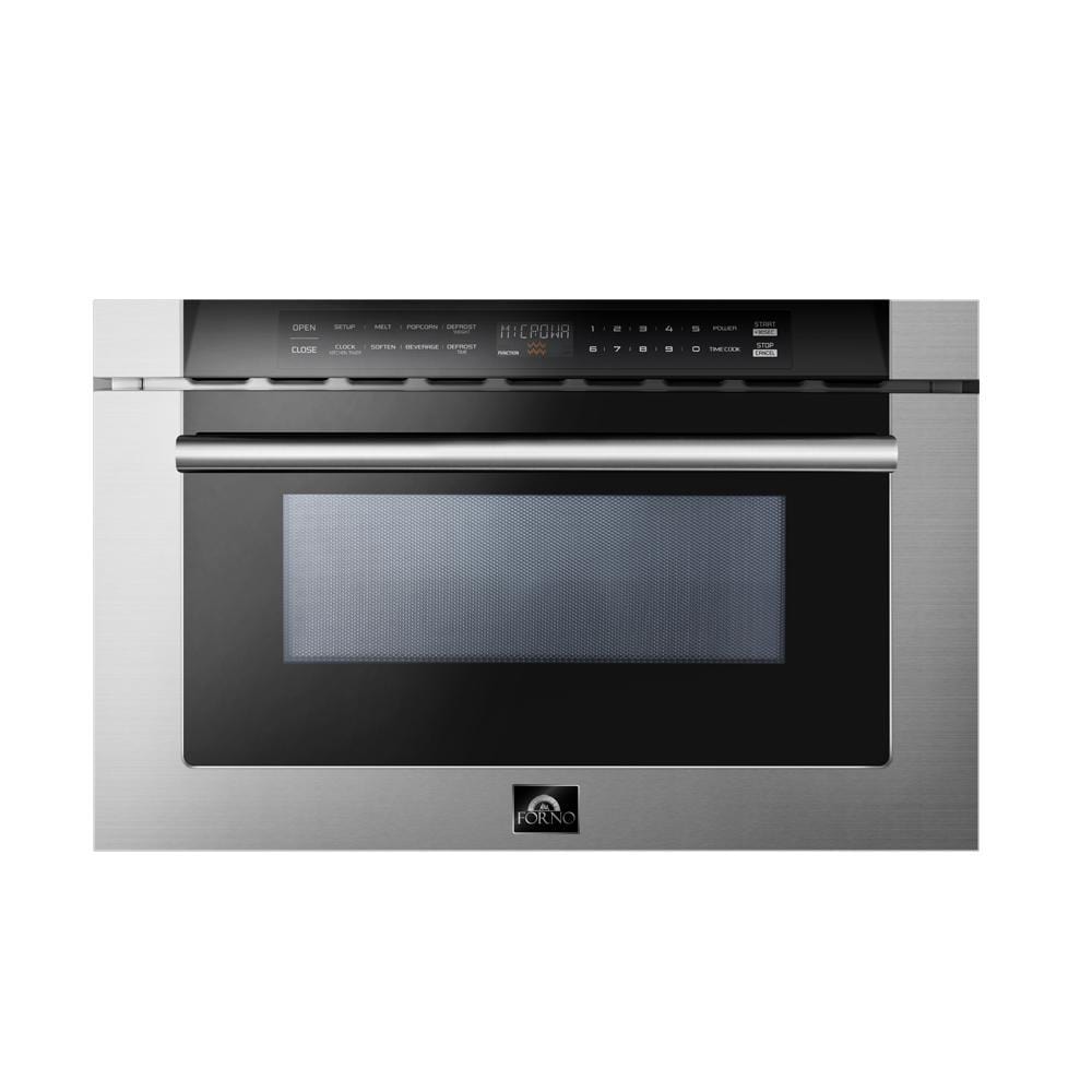 Forno Appliance Package - 48 Inch Gas Burner/Electric Oven Pro Range, Wall Mount Range Hood, Microwave Drawer, AP-FFSGS6187-48-3 I Luxury Appliances Direct