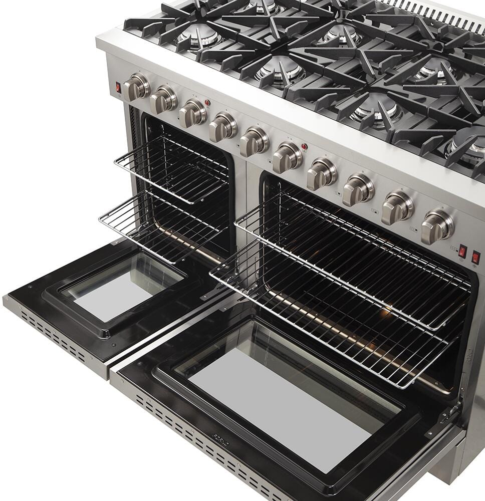 Forno Appliance Package - 48 Inch Gas Range, Wall Mount Range Hood, 60 Inch Refrigerator, AP-FFSGS6244-48-4 I Luxury Appliances Direct