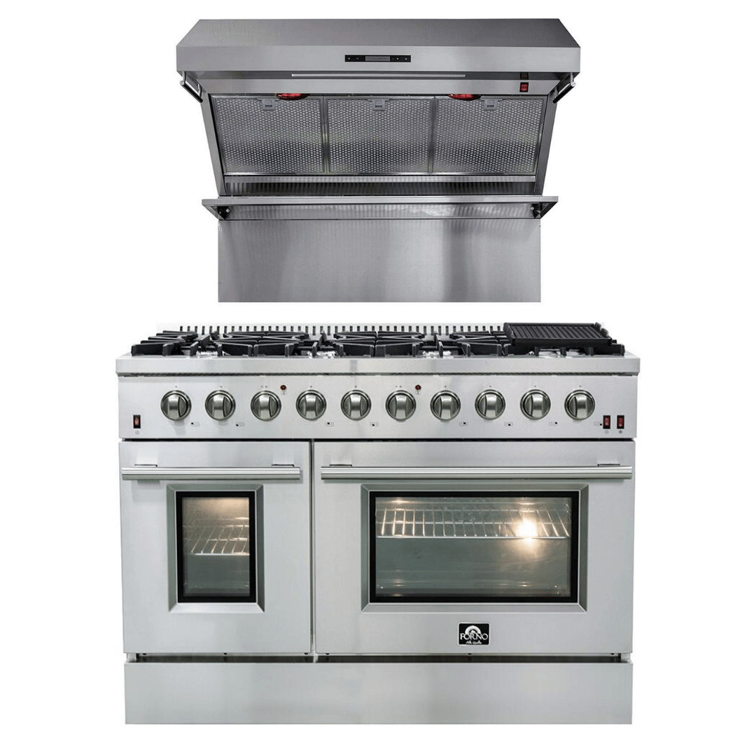 Forno Package 48 Inch Gas Range, Range Hood, AP-FFSGS6244-48 I Luxury Appliances Direct