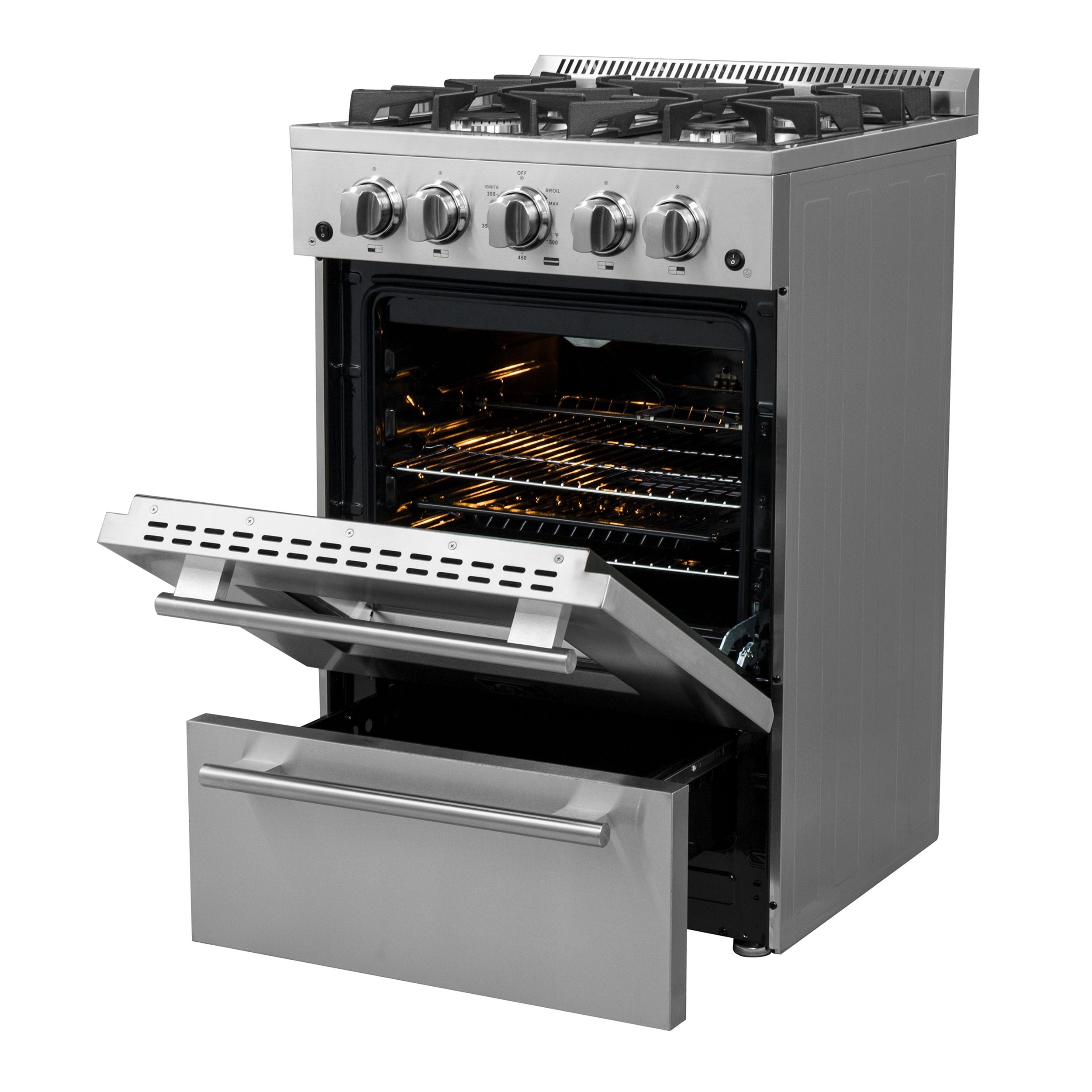 Forno Breno 24" Freestanding Gas Range With 4 Sealed Burners in Stainless Steel, FFSGS6272-24 I Luxury Appliances Direct