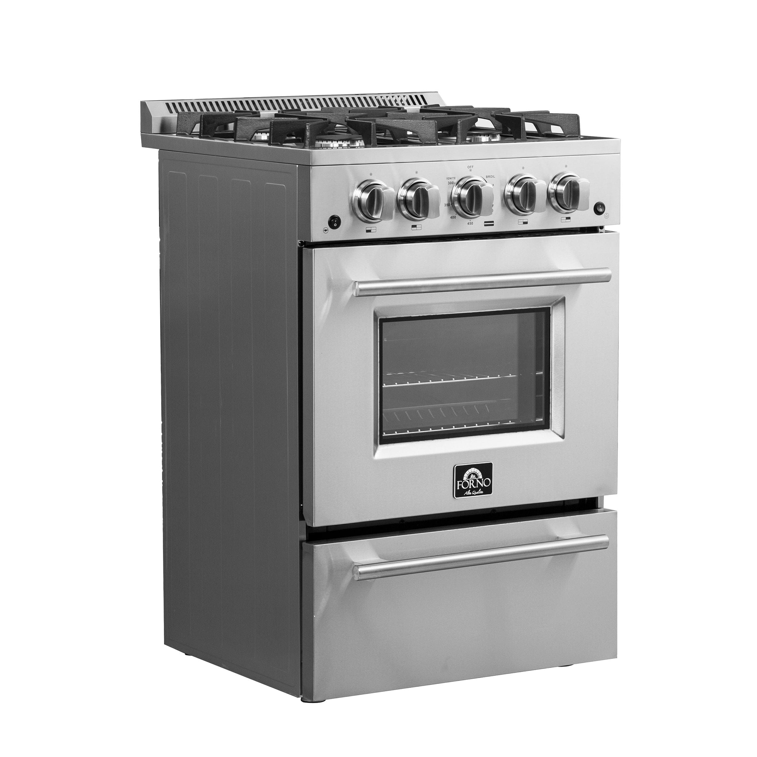 Forno Breno 24" Freestanding Gas Range With 4 Sealed Burners in Stainless Steel, FFSGS6272-24 I Luxury Appliances Direct
