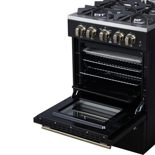 Forno Breno 24 Inch 4 Burner Gas Range in Black FFSGS6272-24BLK