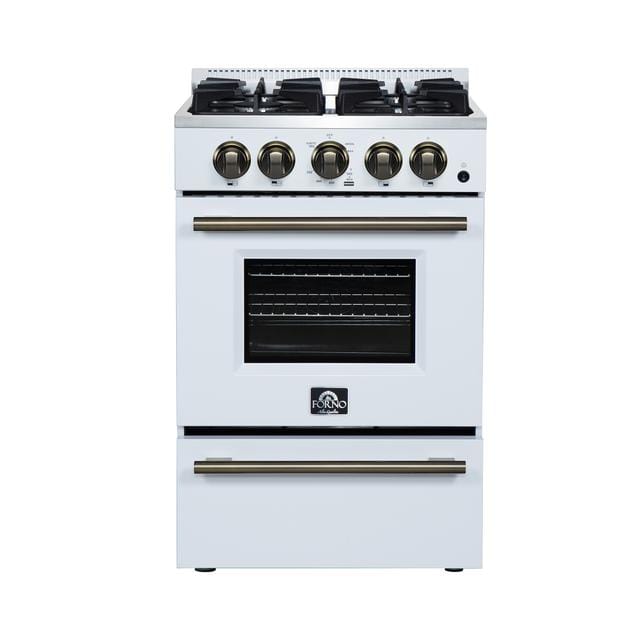 Forno Breno 24 Inch 4 Burner Gas Range in White FFSGS6272-24WHT