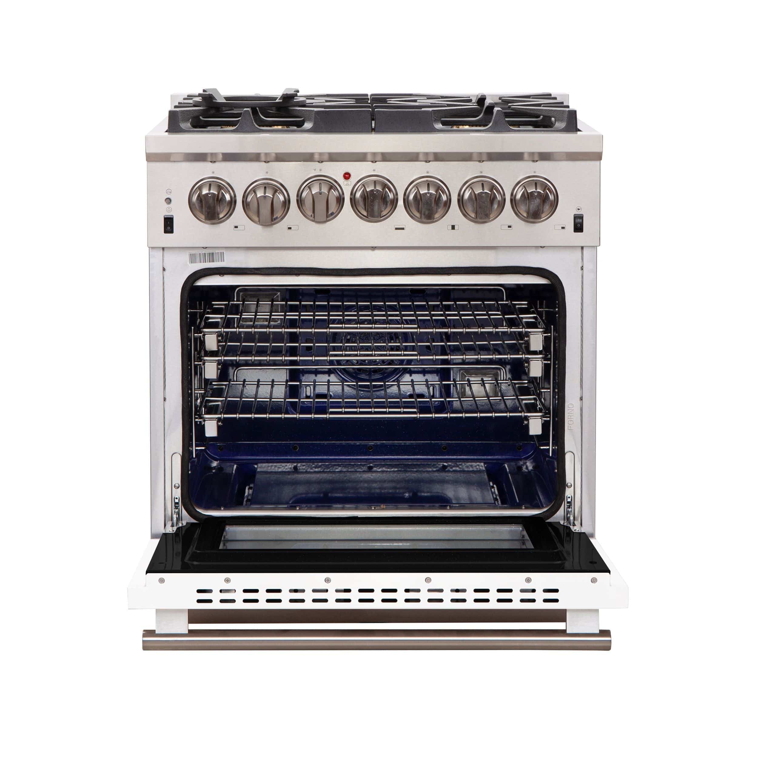 Forno Capriasca 30 Inch Professional Freestanding Gas Range in White, FFSGS6260-30WHT I Luxury Appliances Direct