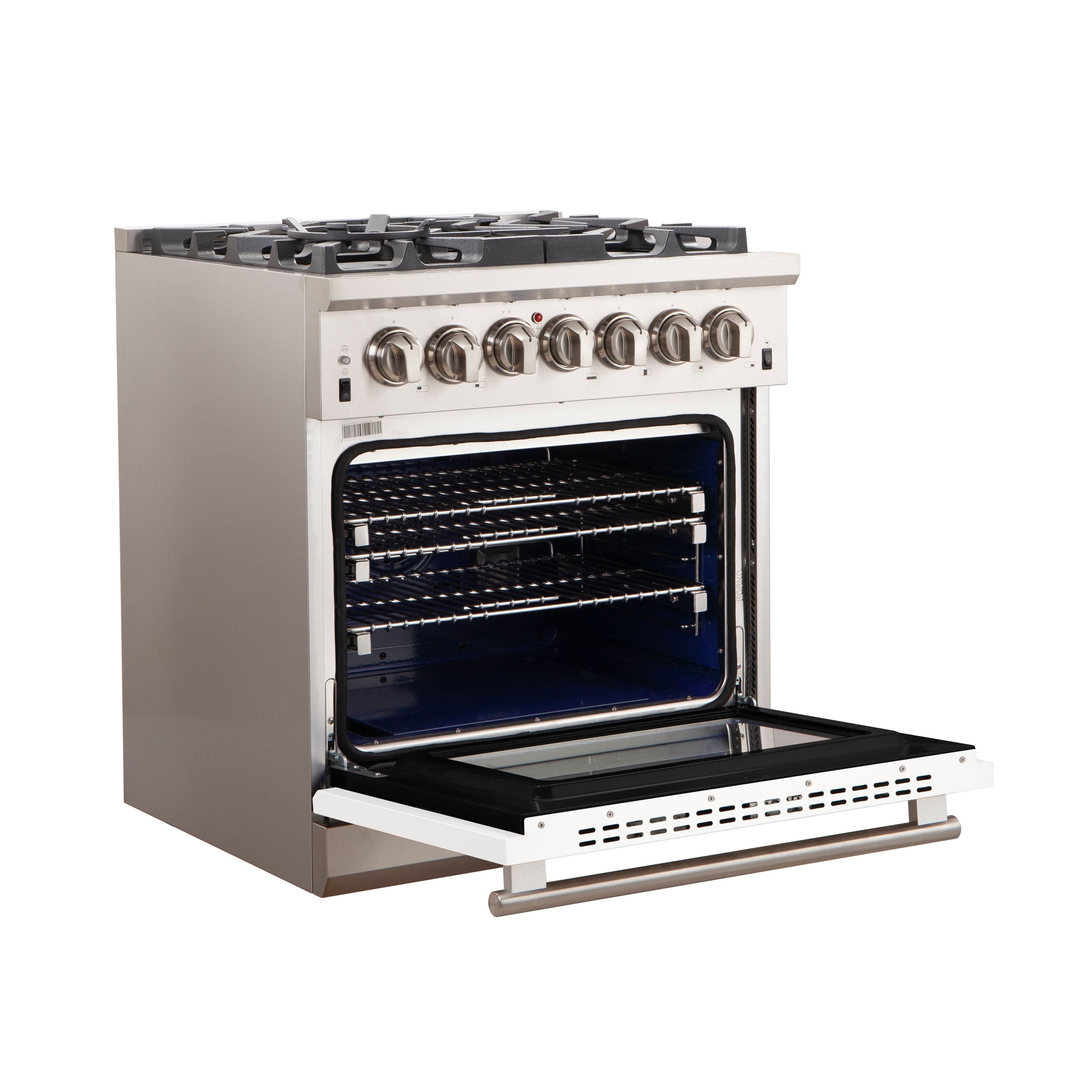 Forno Capriasca 30 Inch Professional Freestanding Gas Range in White, FFSGS6260-30WHT I Luxury Appliances Direct