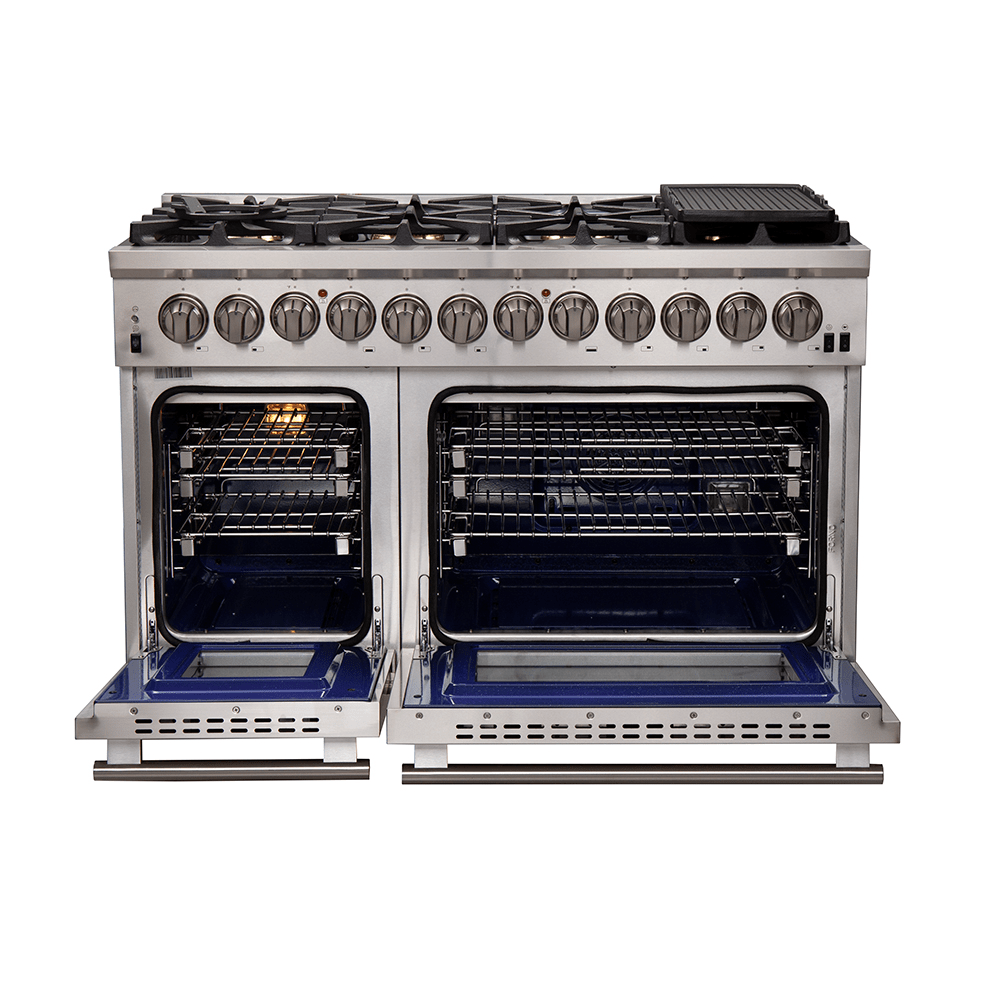 Forno Capriasca 48" Pro Series Capriasca Gas Burner / Electric Oven in Stainless Steel 8 Italian Burners, FFSGS6187-48 I Luxury Appliances Direct