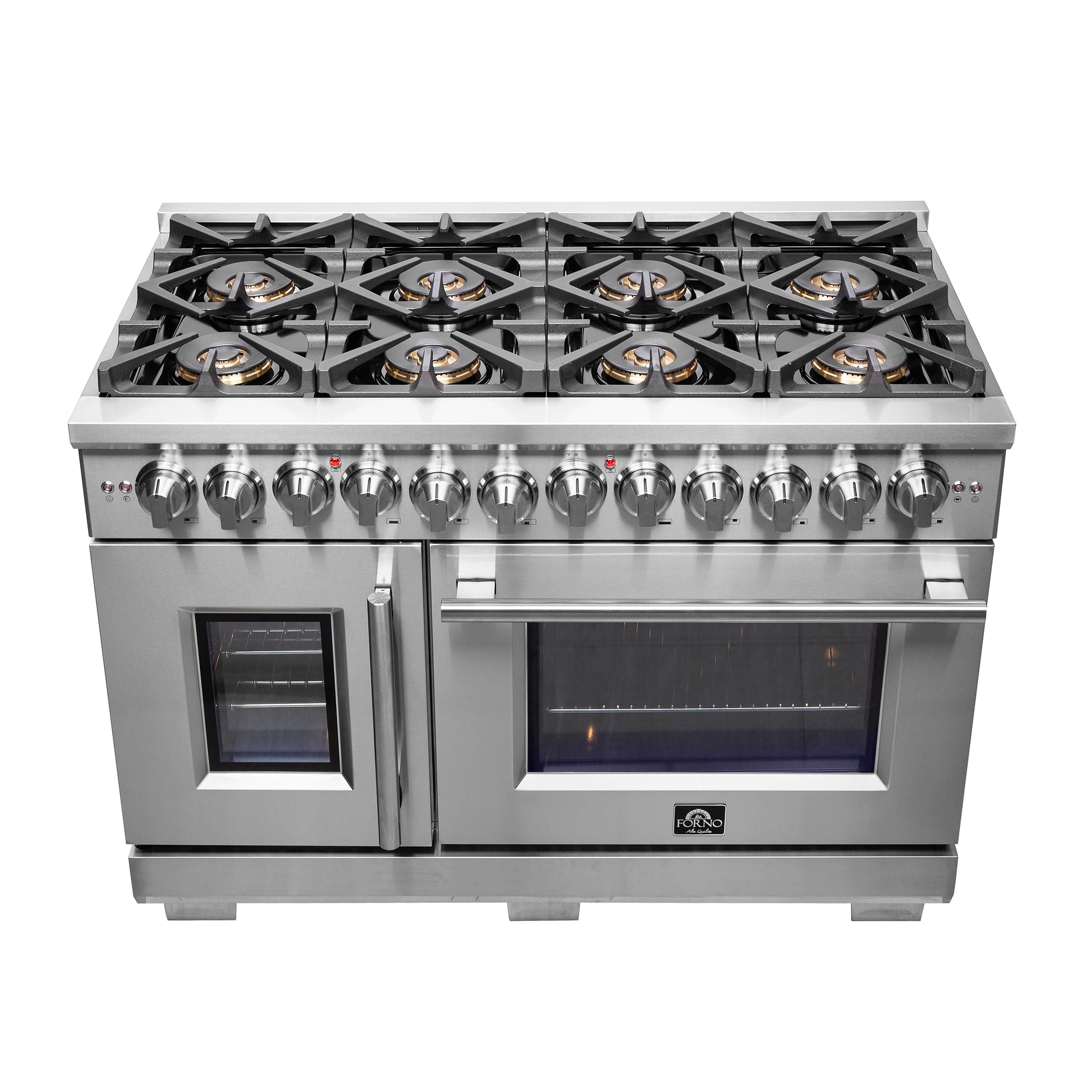 Forno Capriasca 48" Professional Gas Burner, Electric Oven Range With French Door And 8 Sealed Burners, FFSGS6387-48 I Luxury Appliances Direct