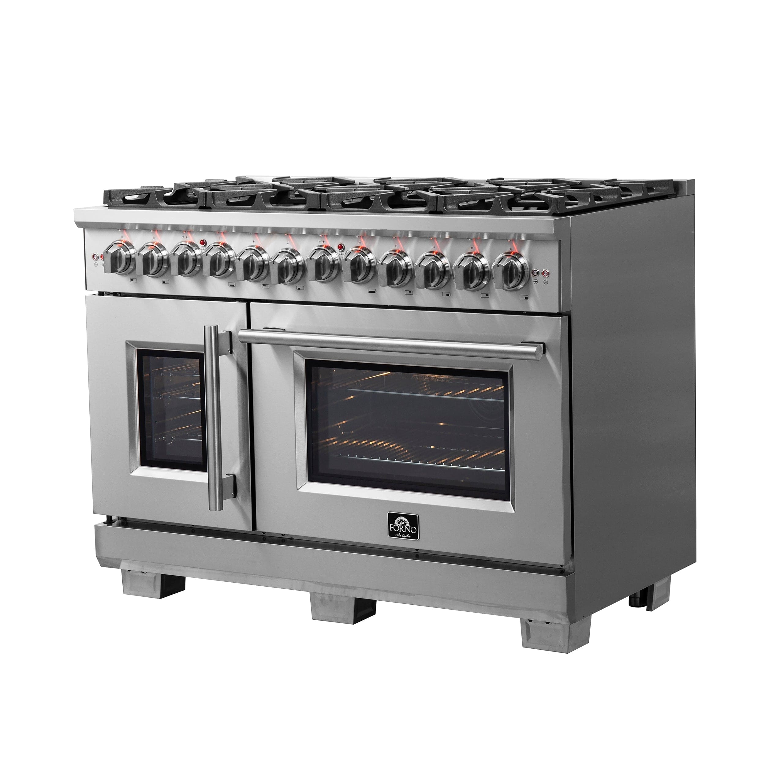 Forno Capriasca 48" Professional Gas Burner, Electric Oven Range With French Door And 8 Sealed Burners, FFSGS6387-48 I Luxury Appliances Direct