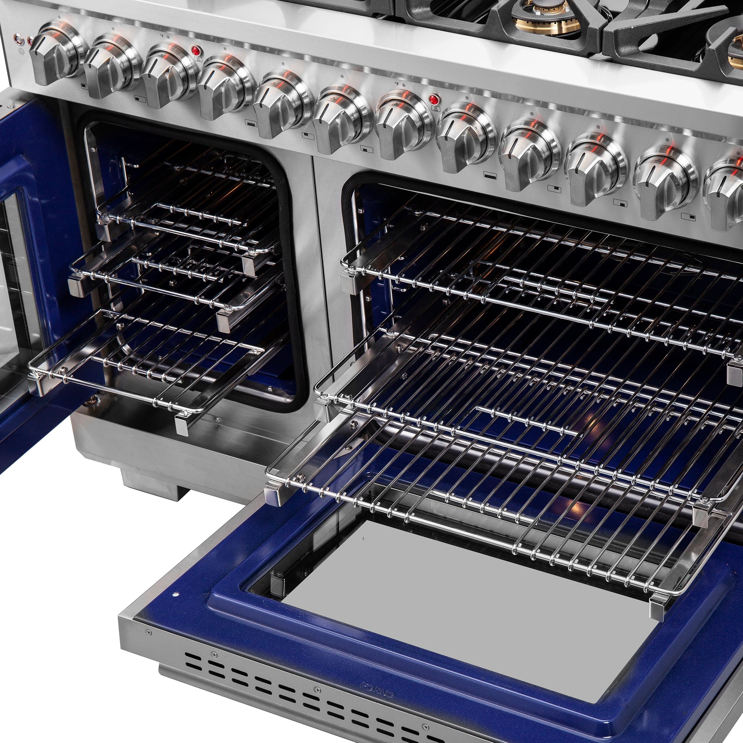 Forno Capriasca 48" Professional Gas Burner, Electric Oven Range With French Door And 8 Sealed Burners, FFSGS6387-48 I Luxury Appliances Direct