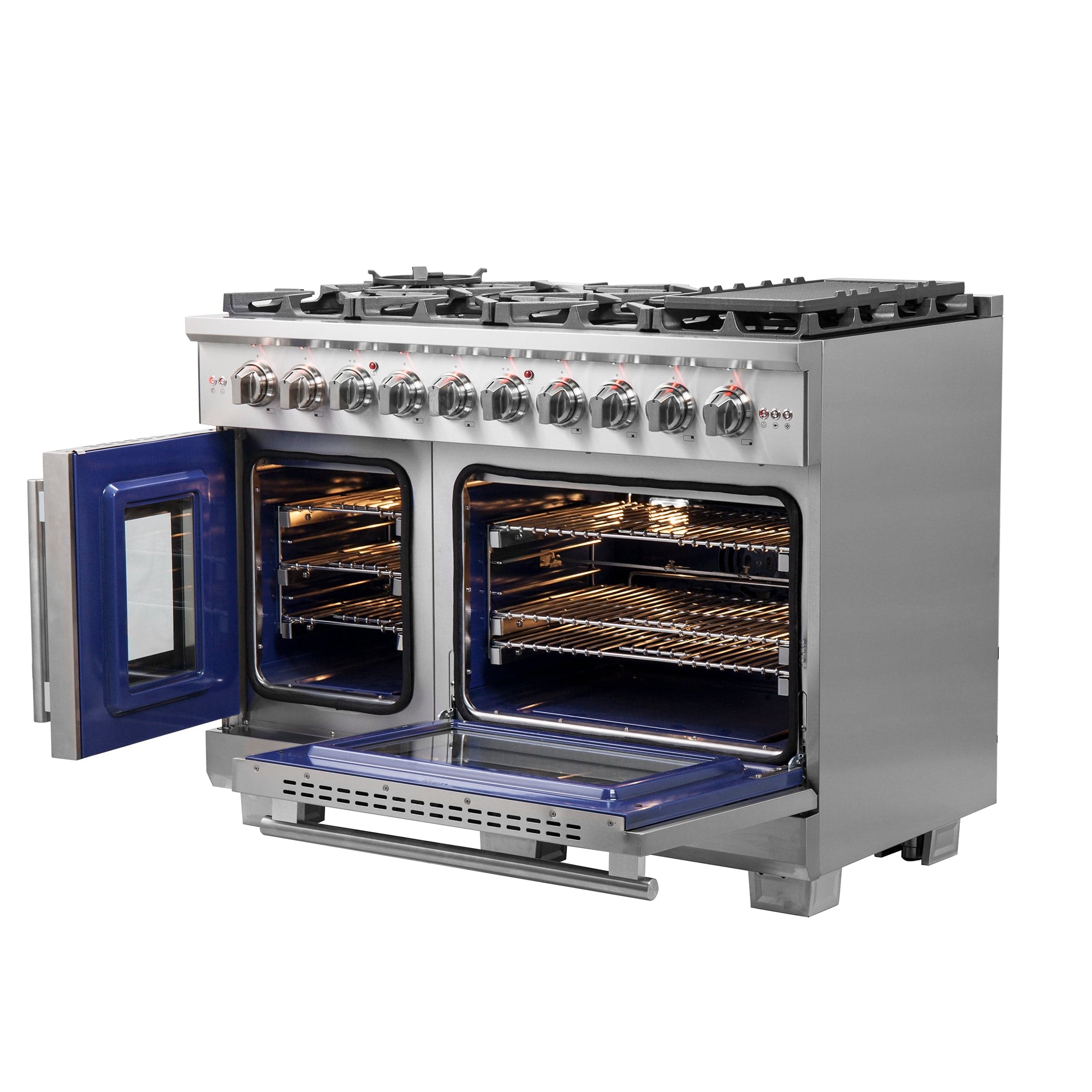 Forno Capriasca 48" Professional Gas Range With French Door And 8 Sealed Burners, FFSGS6460-48 I Luxury Appliances Direct