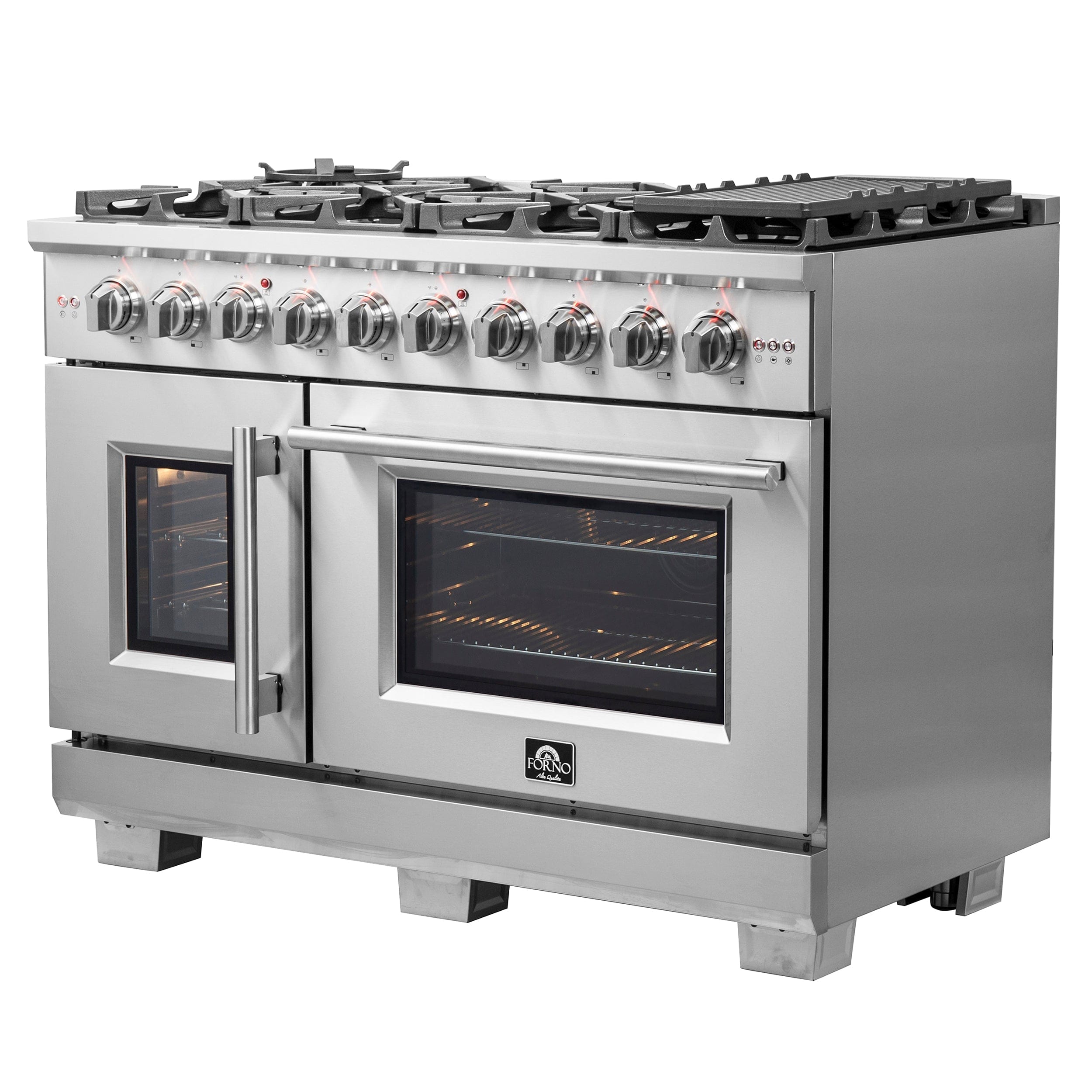 Forno Capriasca 48" Professional Gas Range With French Door And 8 Sealed Burners, FFSGS6460-48 I Luxury Appliances Direct