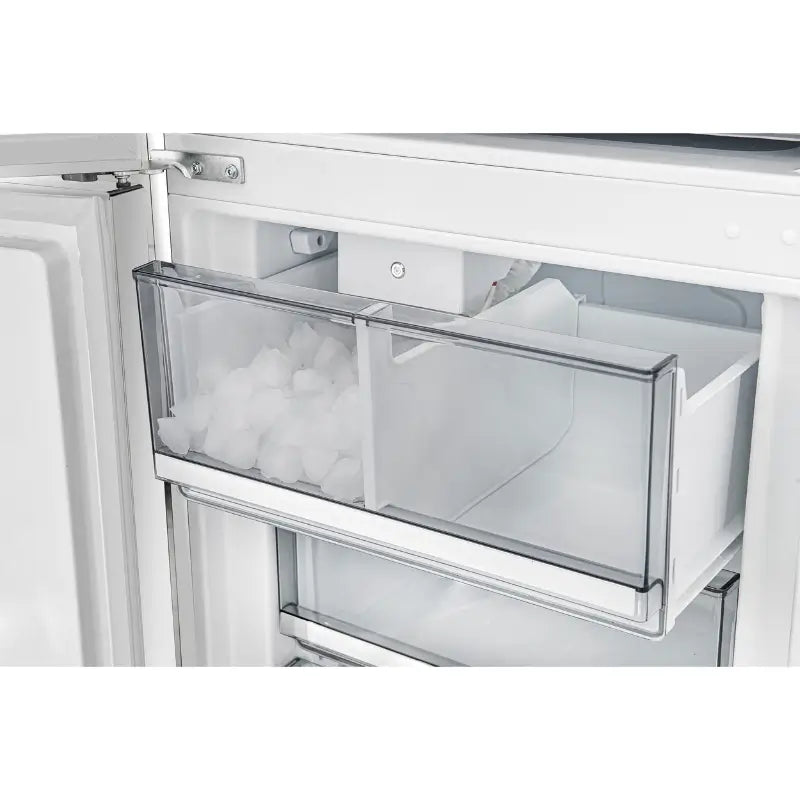 FORNO Custodia 24-Inch 10.3 Cu. Ft. Counter-Depth Bottom Freezer Refrigerator with Ice Maker, Left Swing, White & Antique Brass Handles – FFFFD1766-24WHT-LS