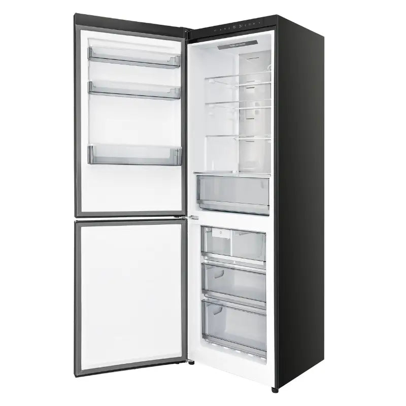 FORNO Custodia 24-Inch Counter-Depth Bottom Freezer Refrigerator with Ice Maker, Left Swing, Black & Antique Brass – FFFFD1766-24BLK-LS