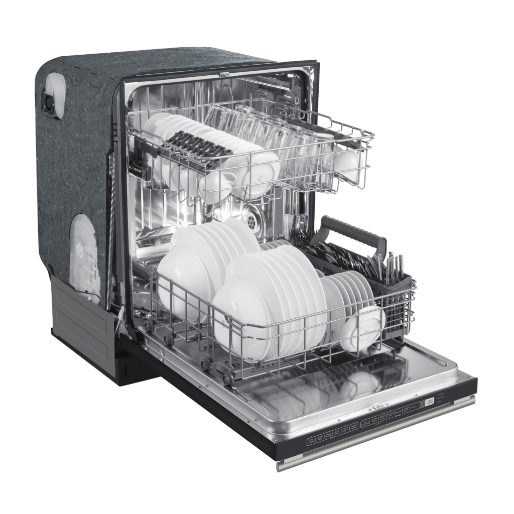 Forno Espresso Pozzo 24" Built-In Dishwasher in Black with Antique Brass and Stainless Handles, FDWBI8067-24BLK I Luxury Appliances Direct