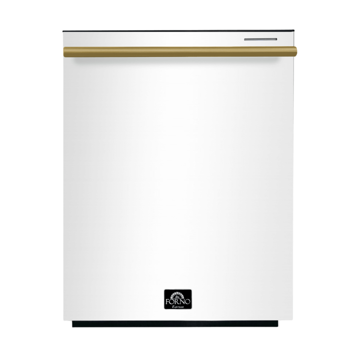 Forno Pozzo 24" Built-In Dishwasher in White with Antique Brass and Stainless Handles, FDWBI8067-24WHT I Luxury Appliances Direct