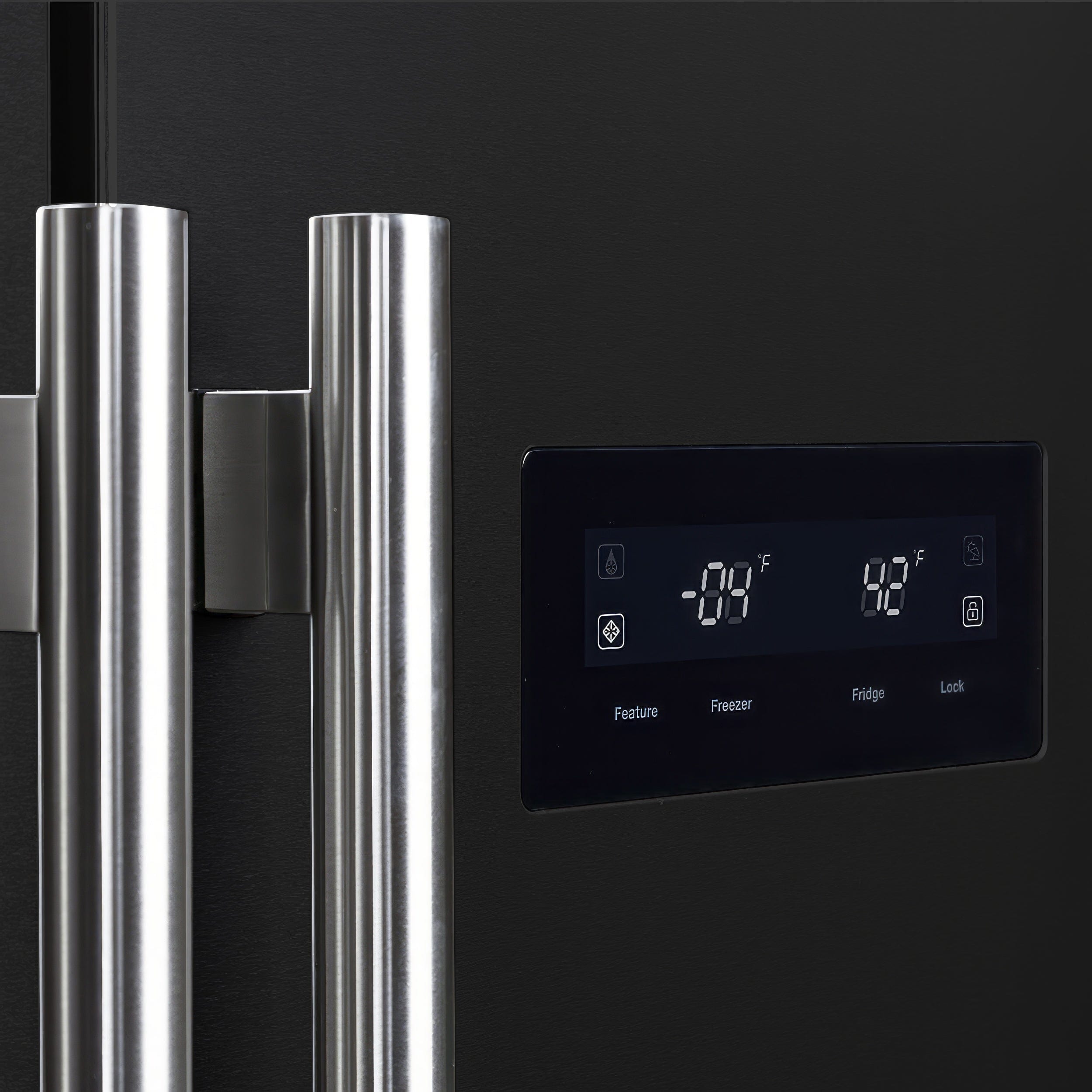 Forno Salerno Espresso 33" 15.6 cu. ft. Refrigerator in Black with Antique Brass Handles, FFRBI1805-33BLK I Luxury Appliances Direct