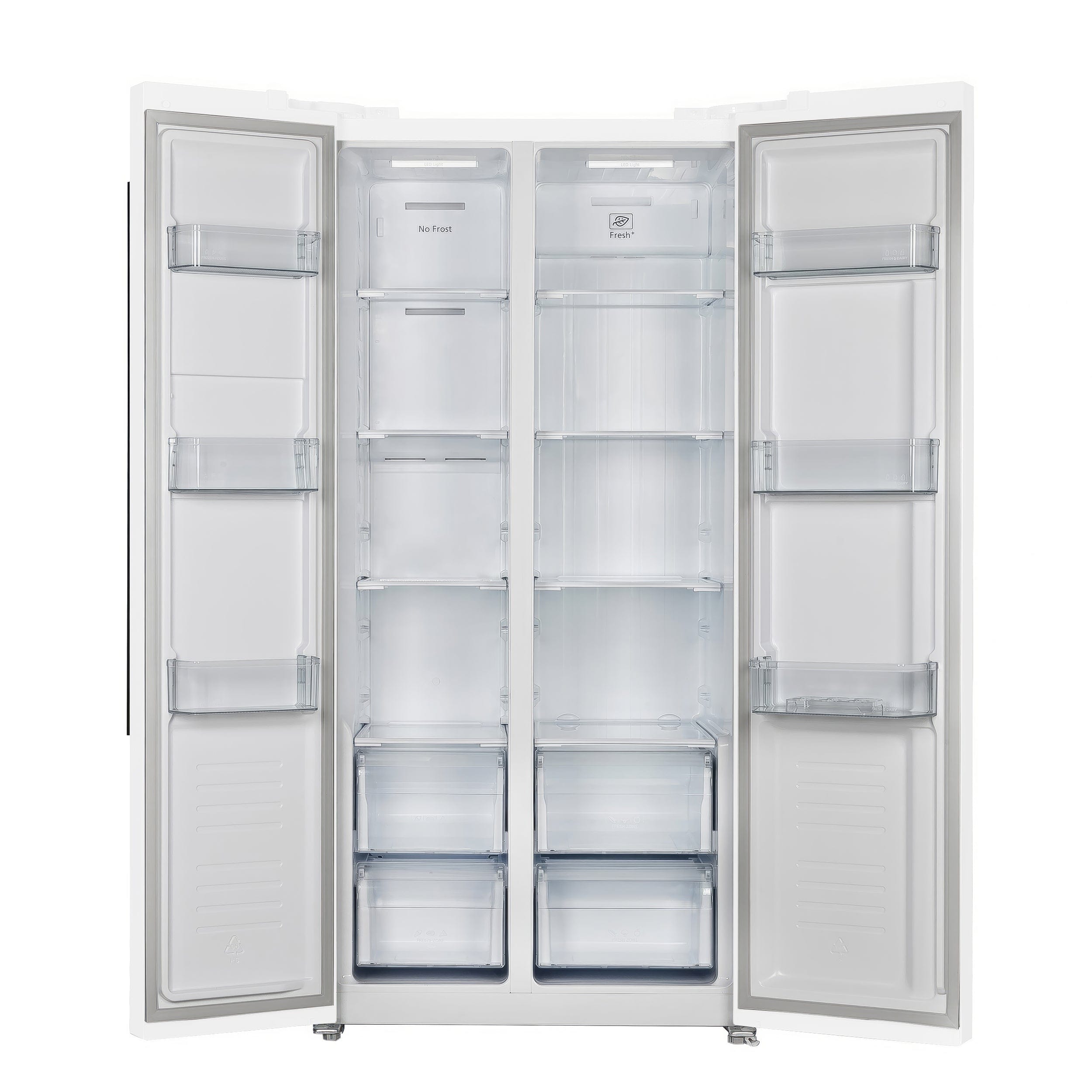 Forno Salerno Espresso 33" 15.6 cu. ft. Refrigerator in White with Antique Brass Handles, FFRBI1805-33WHT I Luxury Appliances Direct