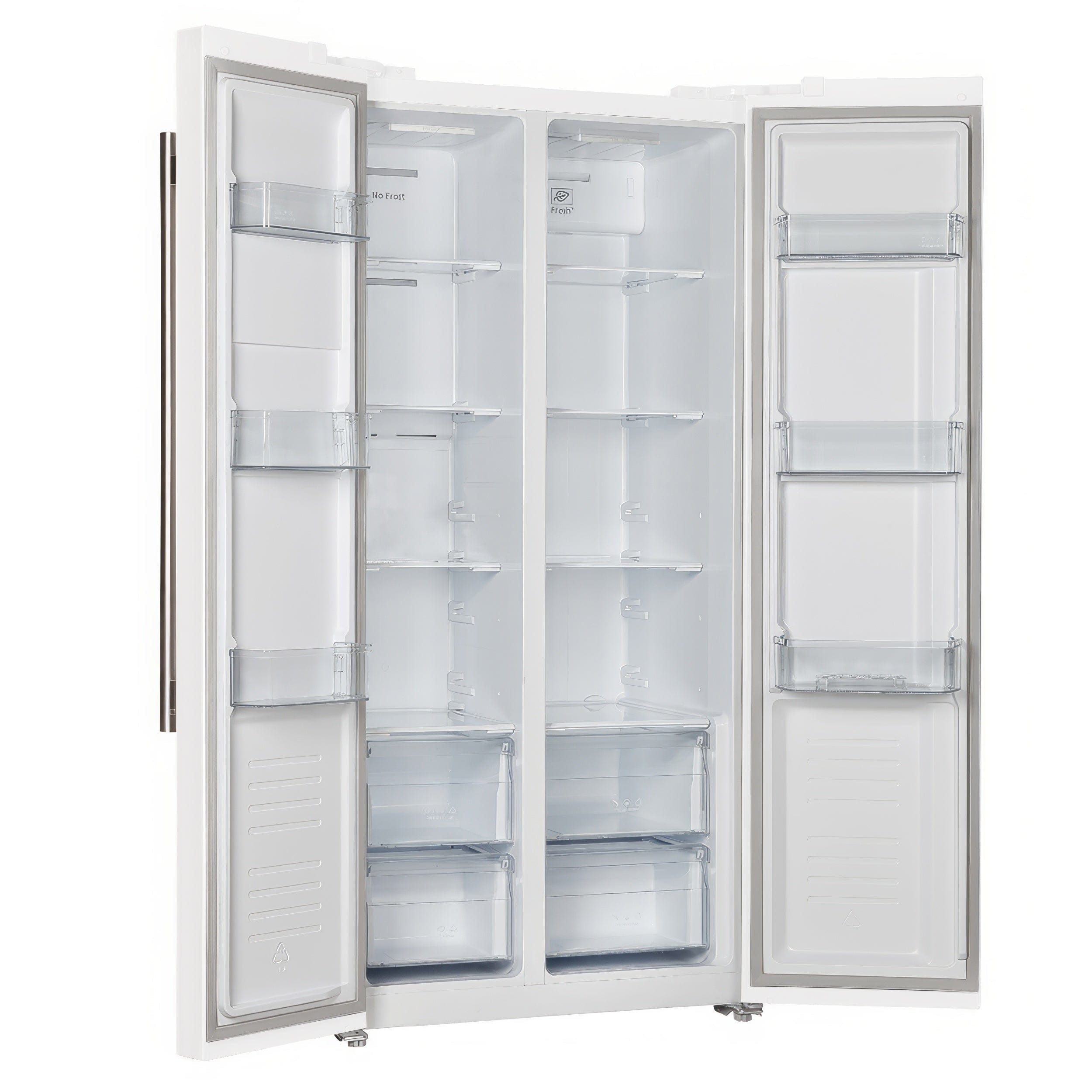 Forno Salerno Espresso 33" 15.6 cu. ft. Refrigerator in White with Antique Brass Handles, FFRBI1805-33WHT I Luxury Appliances Direct