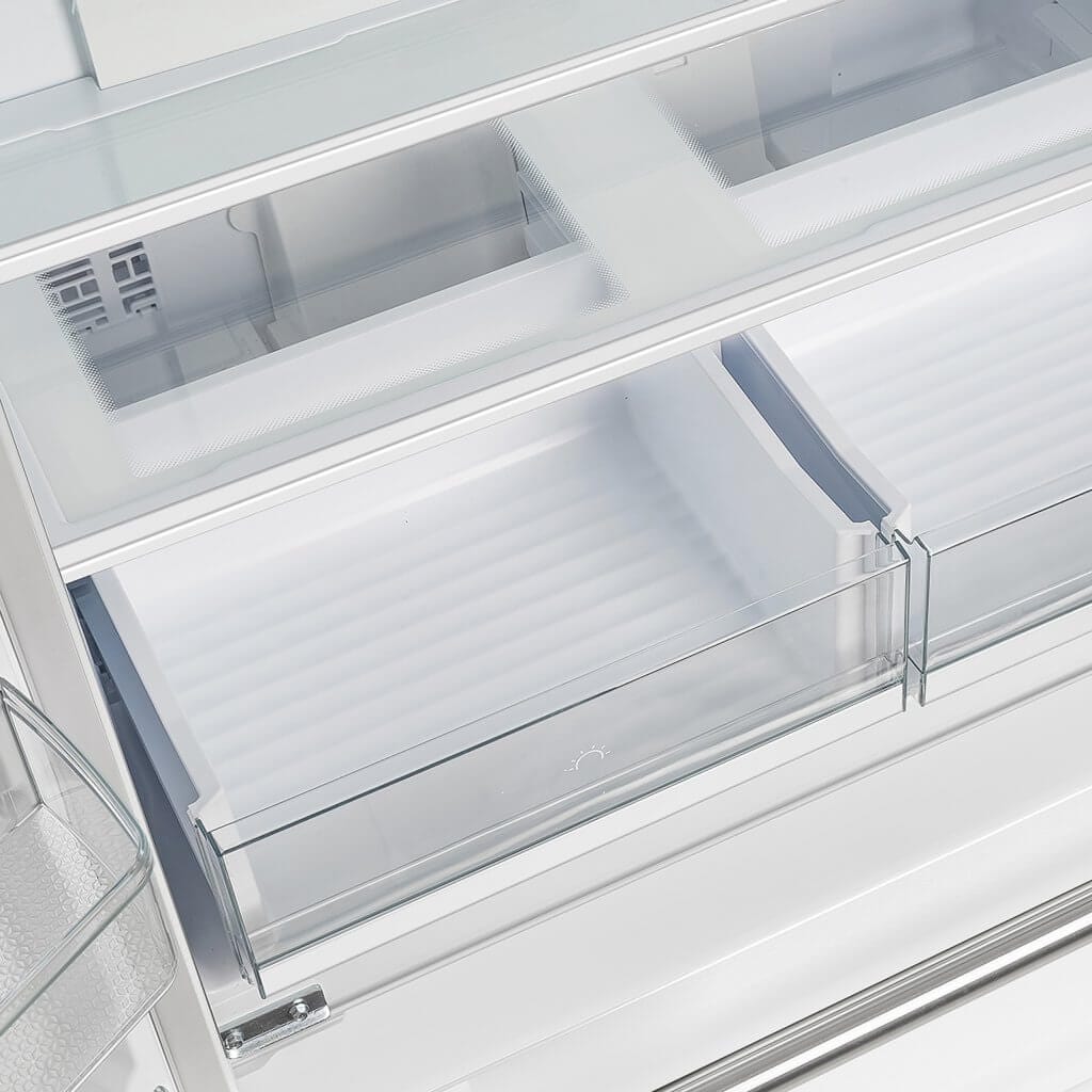 Forno Espresso Moena 36" 19.2 cu. ft. Refrigerator in White with Antique Brass and Stainless Handles, FFRBI1820-36WHT I Luxury Appliances Direct