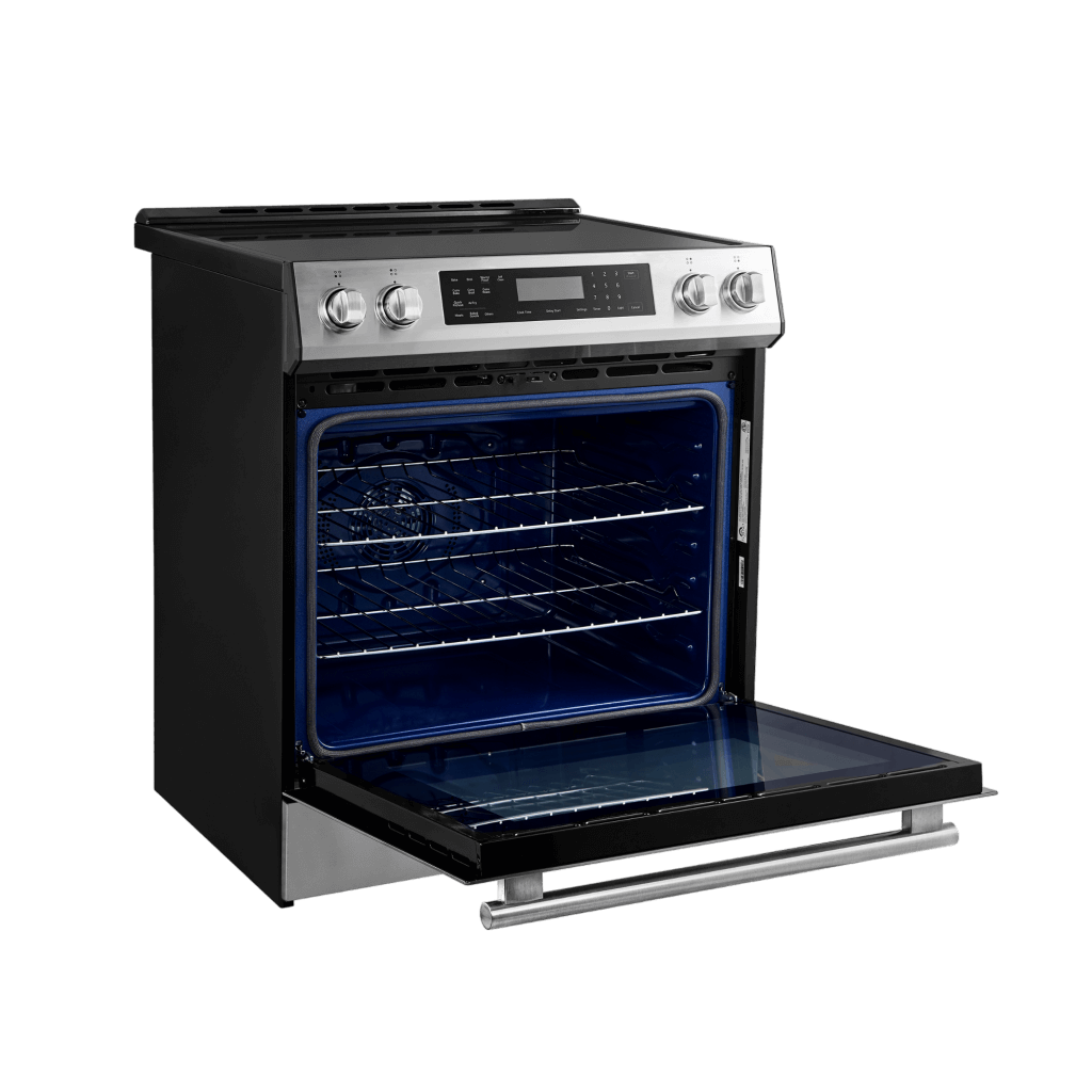 Forno Espresso Donatello 30" Induction Range with Air Fry and Self-Clean in Stainless Steel and Antique Brass Handles, FFSIN0905-30 I Luxury Appliances Direct