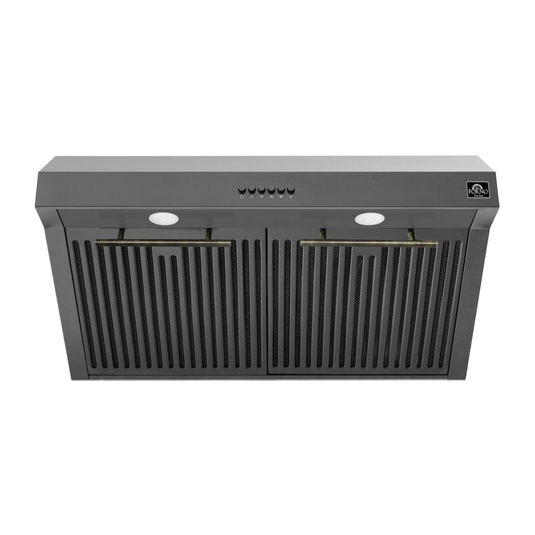 Forno Espresso Package 30-Inch Electric Range and Range Hood in Black AP-FFSEL6012-30BLK-A-A2 I Luxury Appliances Direct