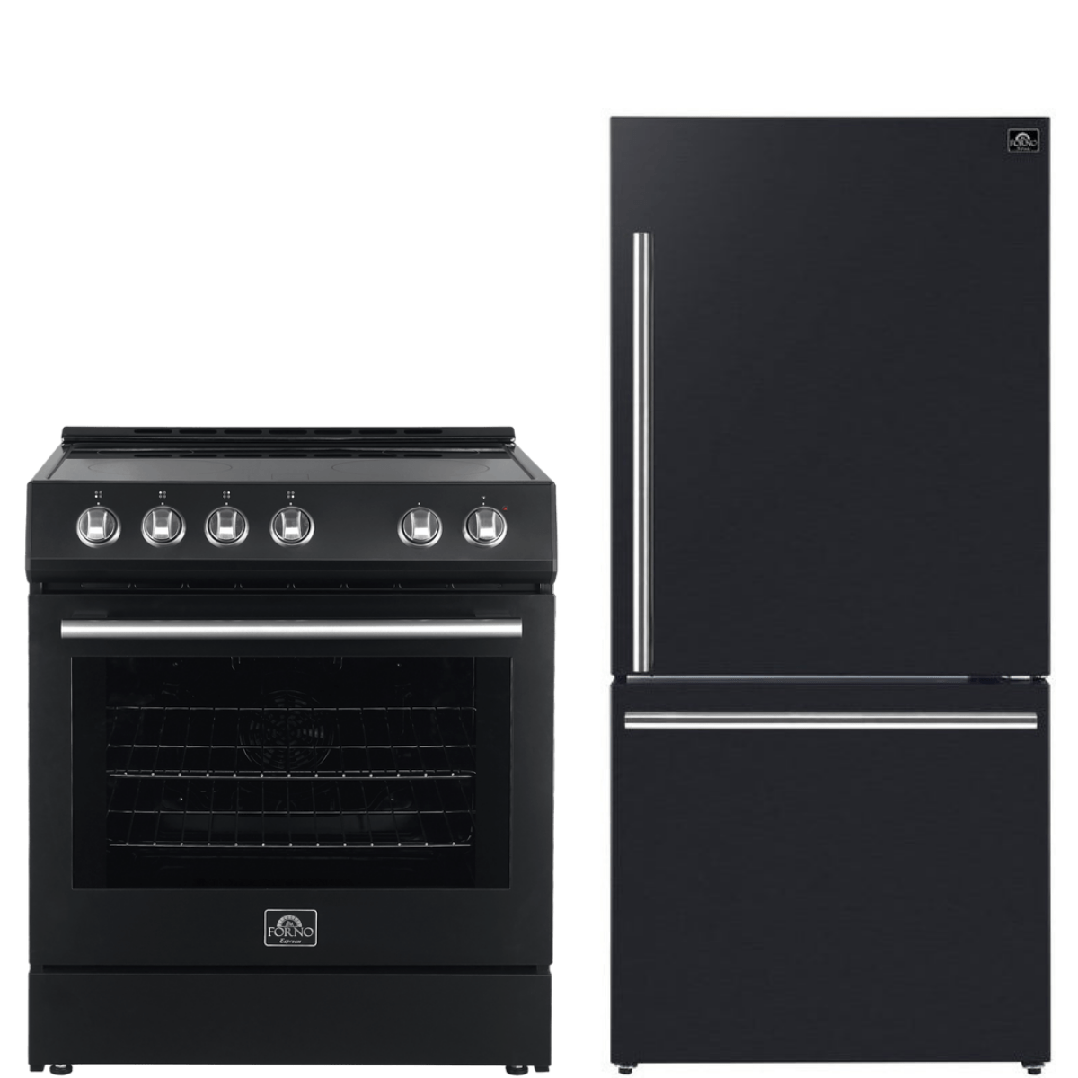 Forno Espresso Package 30-Inch Range and Refrigerator AP-FFSEL6012-30BLK-S-A11 I Luxury Appliances Direct