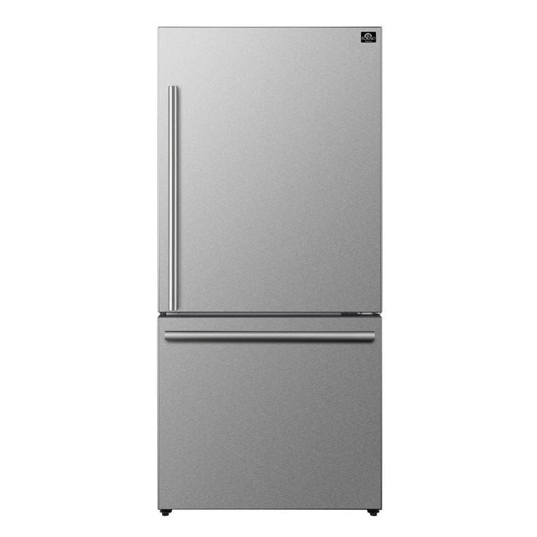 Forno Espresso Package 30-Inch Electric Range, Range Hood and Refrigerator in Stainless Steel, AP-FFSEL6012-30-S-A4 I Luxury Appliances Direct