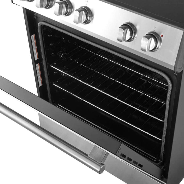 Forno Espresso Package 30-Inch Electric Range, Range Hood and Refrigerator in Stainless Steel, AP-FFSEL6012-30-S-A4 I Luxury Appliances Direct