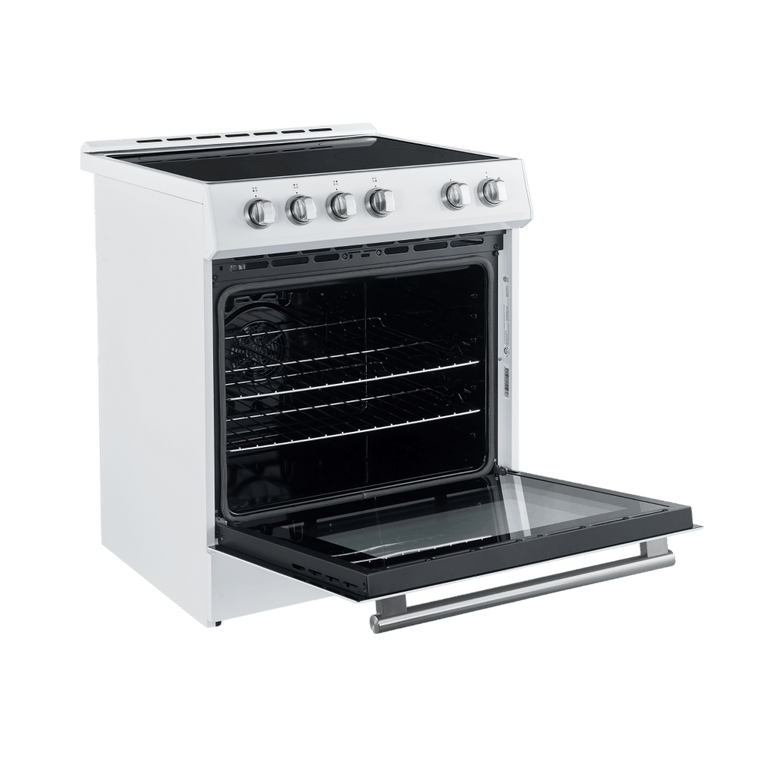 Forno Espresso Package 30-Inch Electric Range, Range Hood and Refrigerator in White AP-FFSEL6012-30WHT-S-A8 I Luxury Appliances Direct