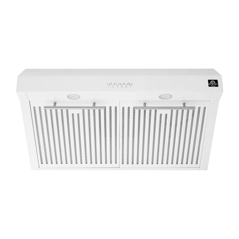 Forno Espresso Package 30-Inch Electric Range, Range Hood and Refrigerator in White AP-FFSEL6012-30WHT-S-A8 I Luxury Appliances Direct