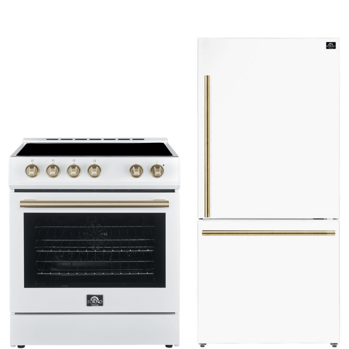 Forno Espresso Package - 30-Inch Range and Refrigerator in White AP-FFSEL6012-30WHT-A-A12 I Luxury Appliances Direct