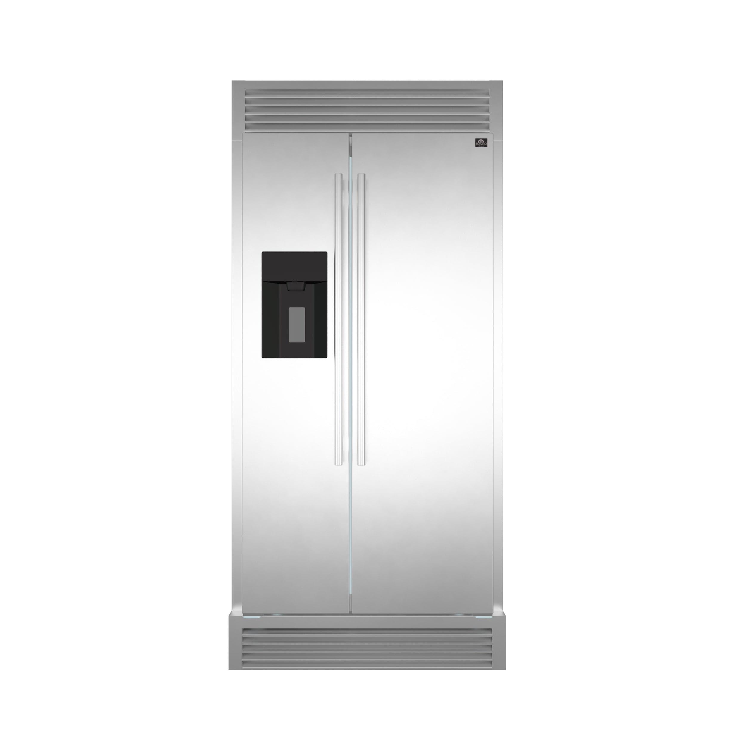 Forno Fratta 36" Side-By-Side Refrigerator With Decorative Grill FFRBI1844-40SG I Luxury Appliances Direct