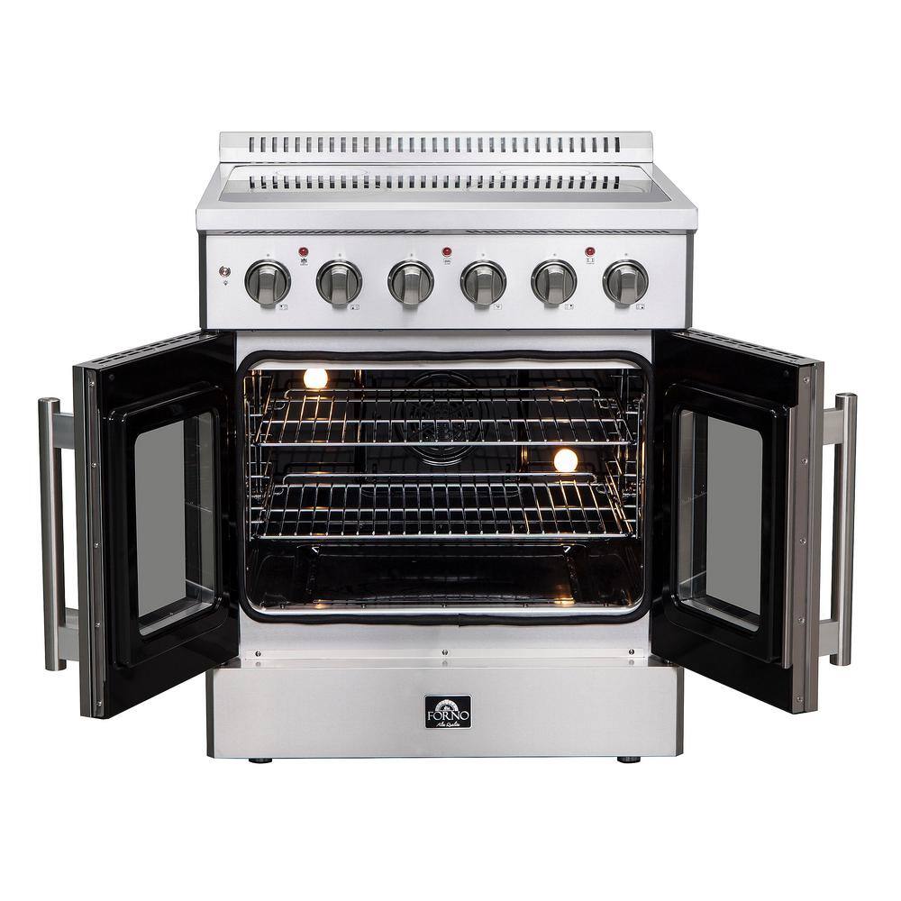 Forno Galiano 30" Freestanding Electric Range With French Door in Stainless Steel, FFSEL6917-30 I Luxury Appliances Direct