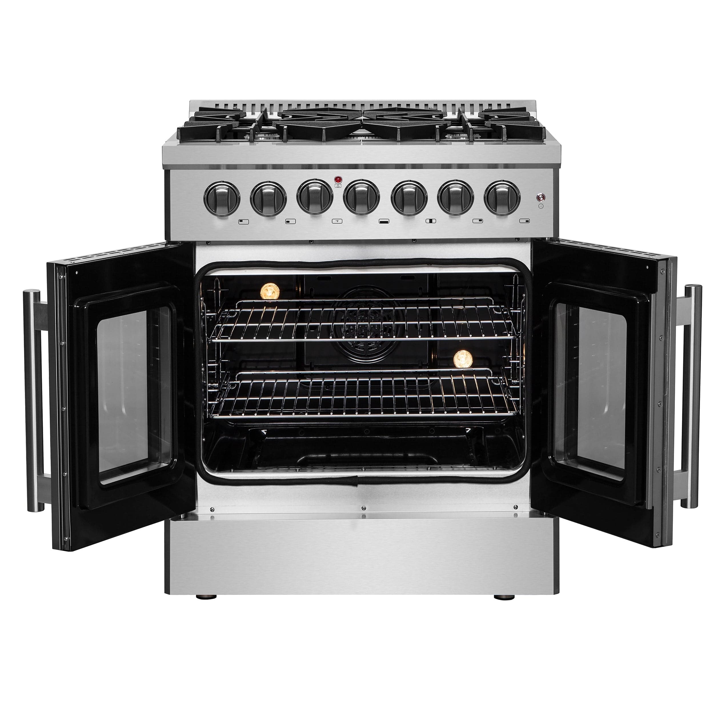 Forno Galiano 30" Gas Burner, Electric Oven Range With French Door in Stainless Steel, FFSGS6356-30 I Luxury Appliances Direct