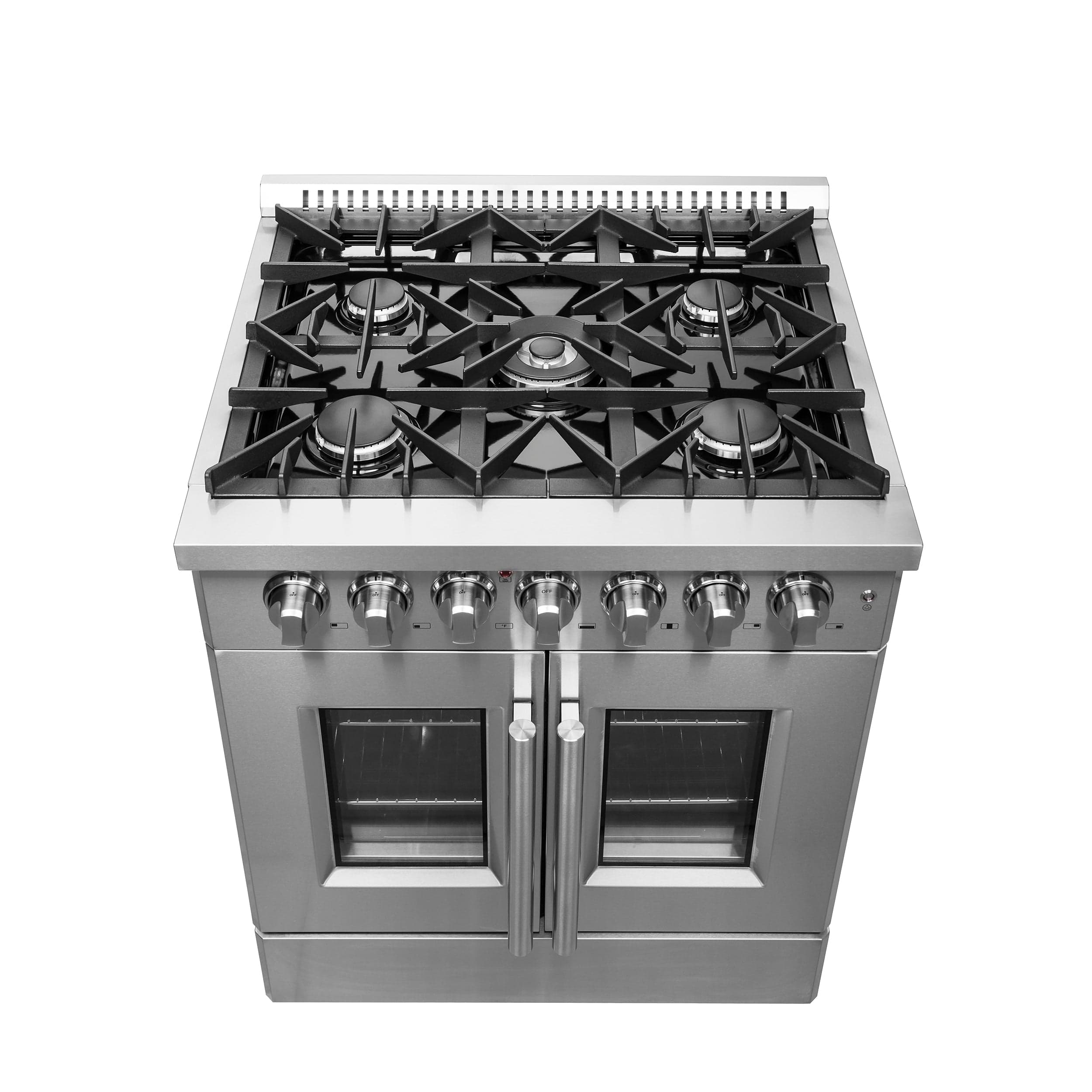 Forno Galiano 30" Gas Burner, Electric Oven Range With French Door in Stainless Steel, FFSGS6356-30 I Luxury Appliances Direct
