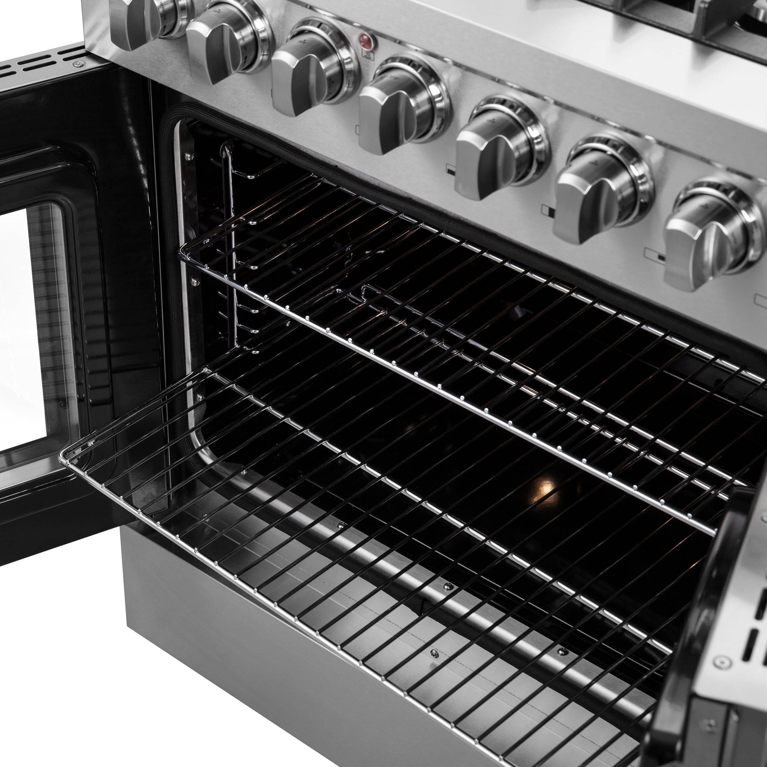 Forno Galiano 30" Gas Burner, Electric Oven Range With French Door in Stainless Steel, FFSGS6356-30 I Luxury Appliances Direct