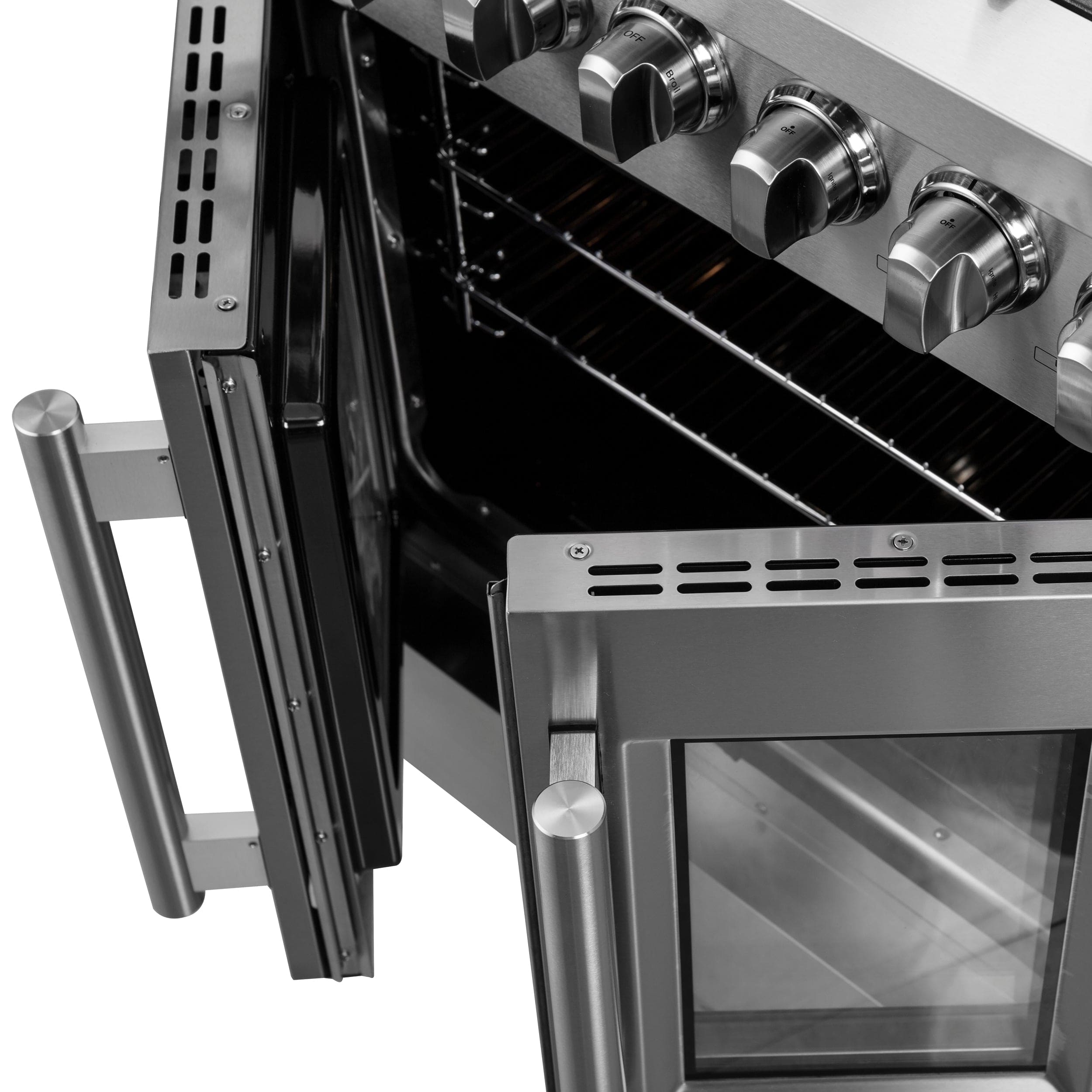 Forno Galiano 30" Gas Burner, Electric Oven Range With French Door in Stainless Steel, FFSGS6356-30 I Luxury Appliances Direct
