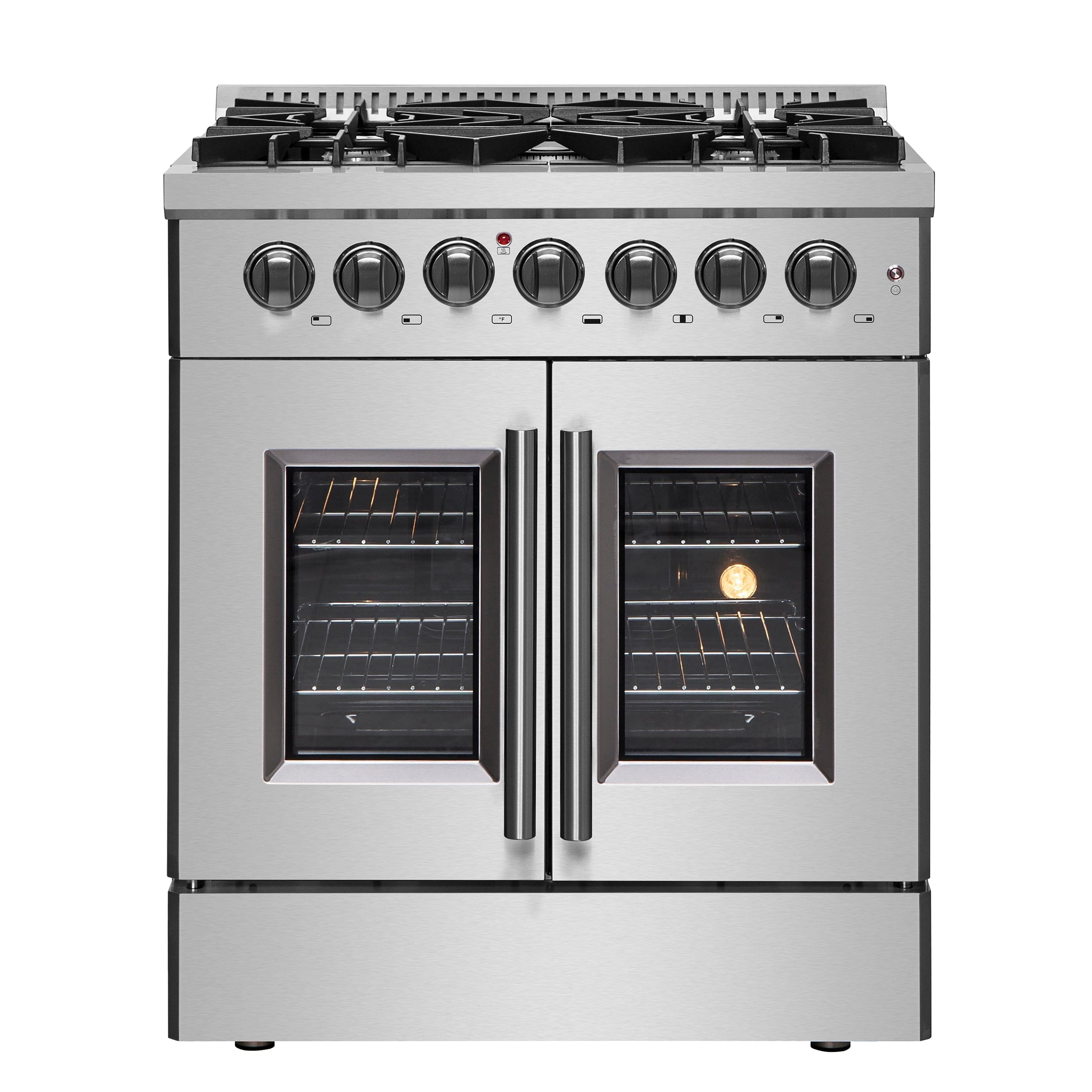 Forno Galiano 30" Gas Burner, Electric Oven Range With French Door in Stainless Steel, FFSGS6356-30 I Luxury Appliances Direct