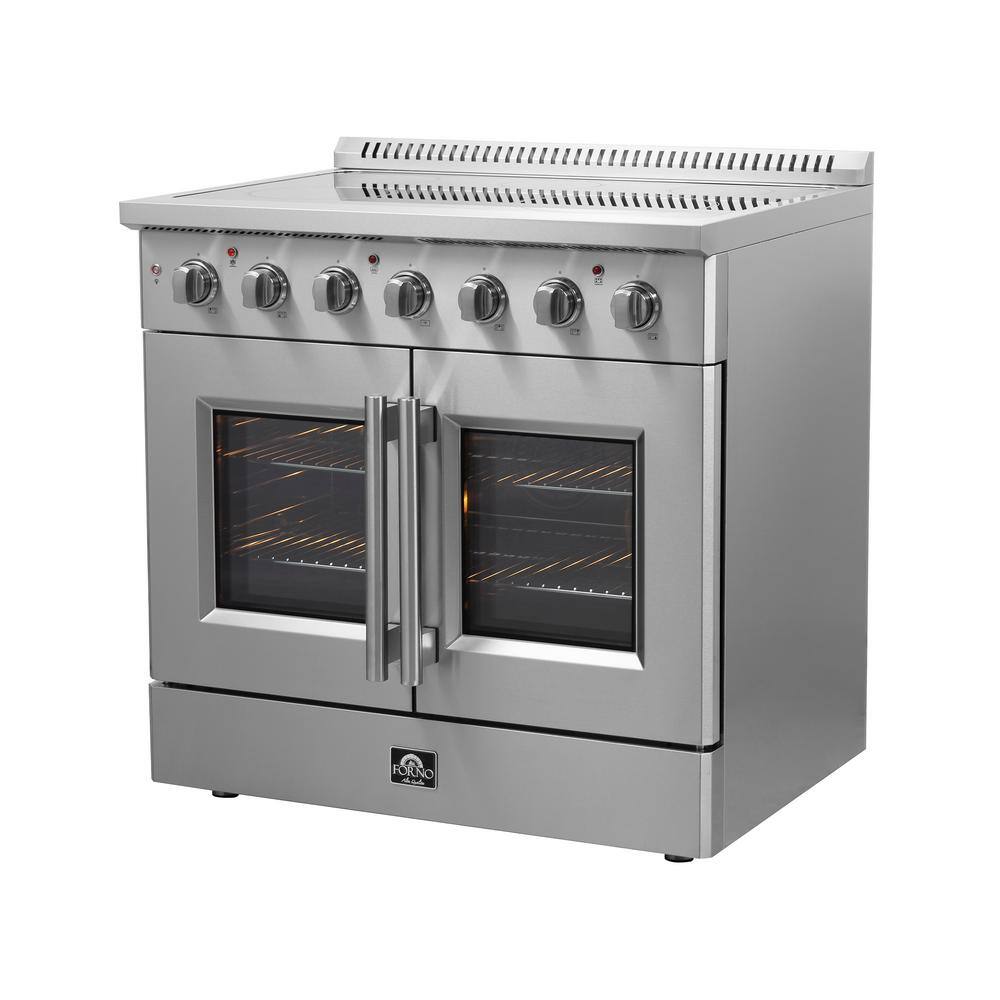Forno Galiano 36" Freestanding Electric Range With French Door in Stainless Steel, FFSEL6917-36 I Luxury Appliances Direct