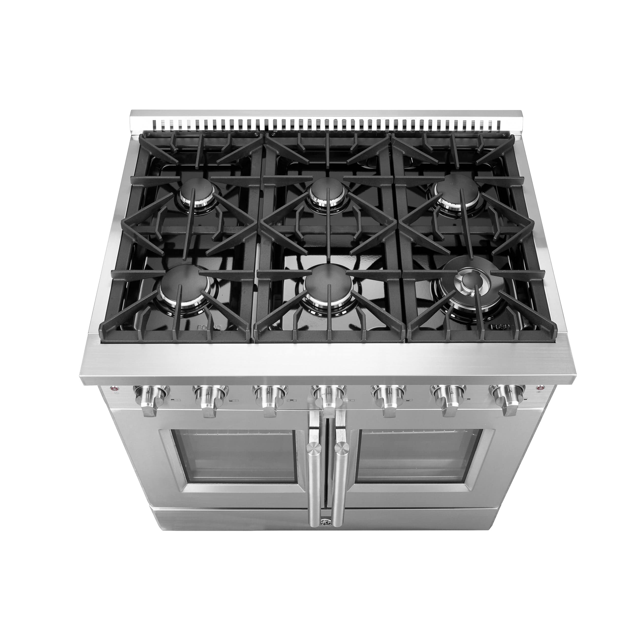 Forno Galiano 36" Freestanding Gas Range with French Door in Stainless Steel, FFSGS6444-36 I Luxury Appliances Direct