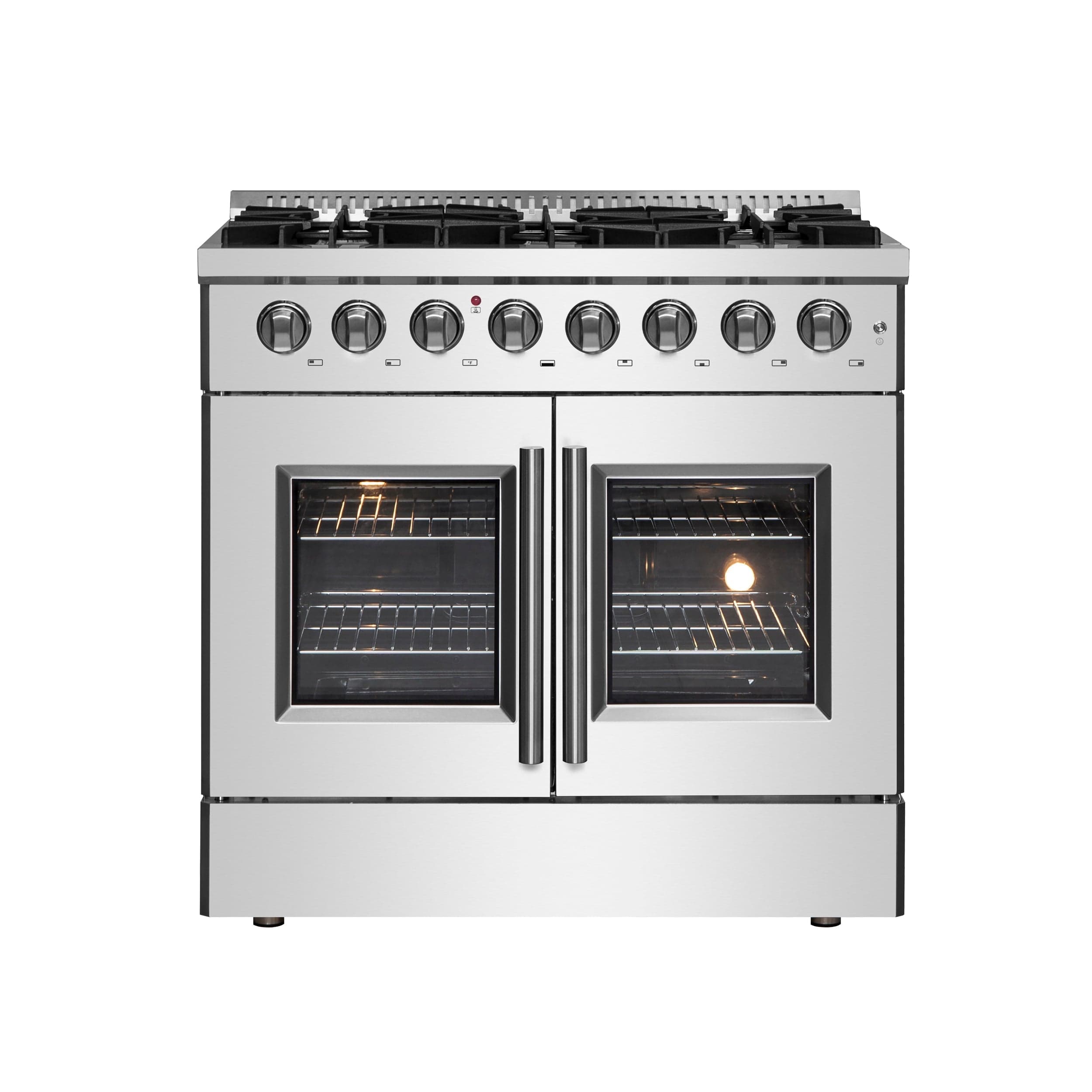 Forno Galiano 36" Gas Burner, Electric Oven Range With French Door in Stainless Steel, FFSGS6356-36 I Luxury Appliances Direct