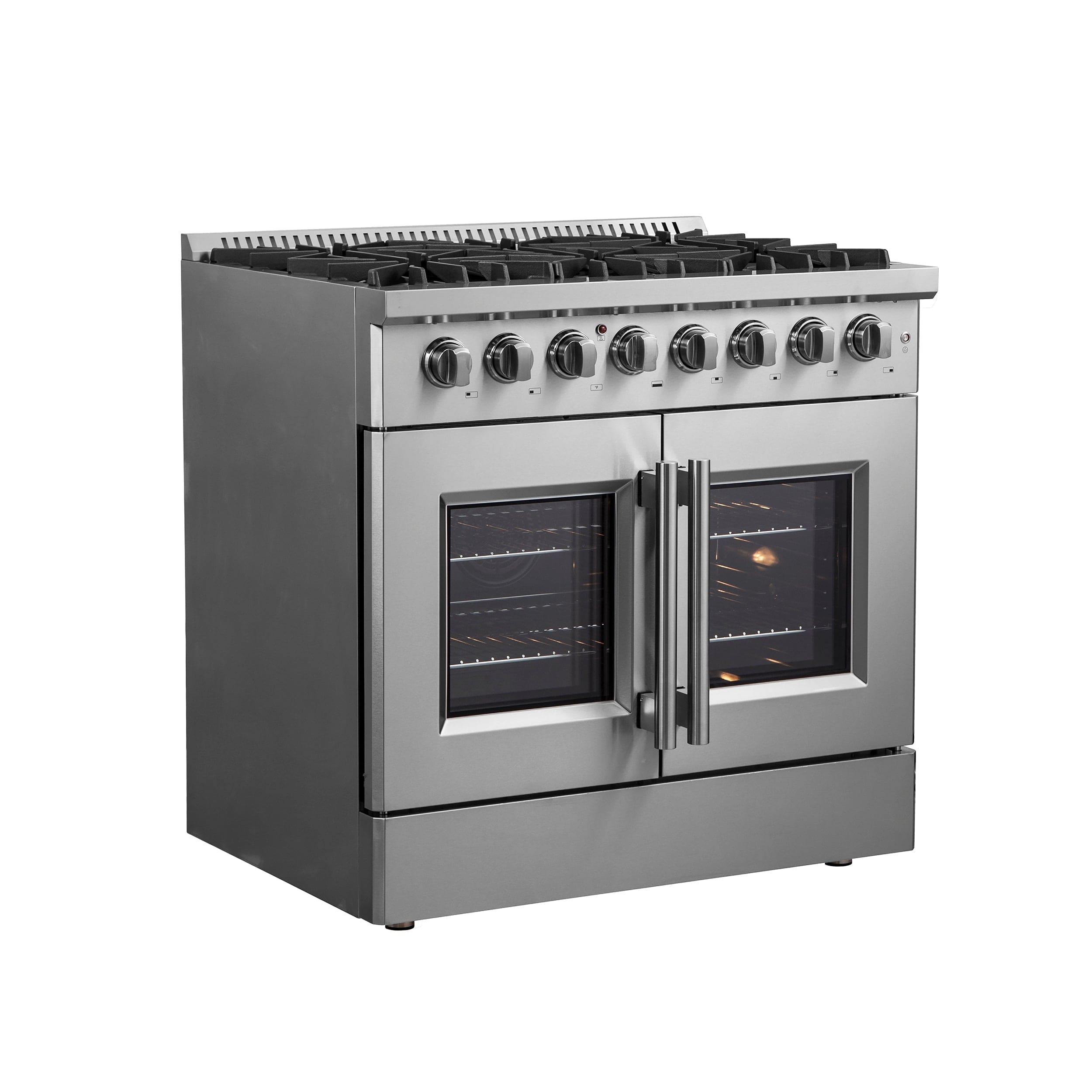 Forno Galiano 36" Gas Burner, Electric Oven Range With French Door in Stainless Steel, FFSGS6356-36 I Luxury Appliances Direct